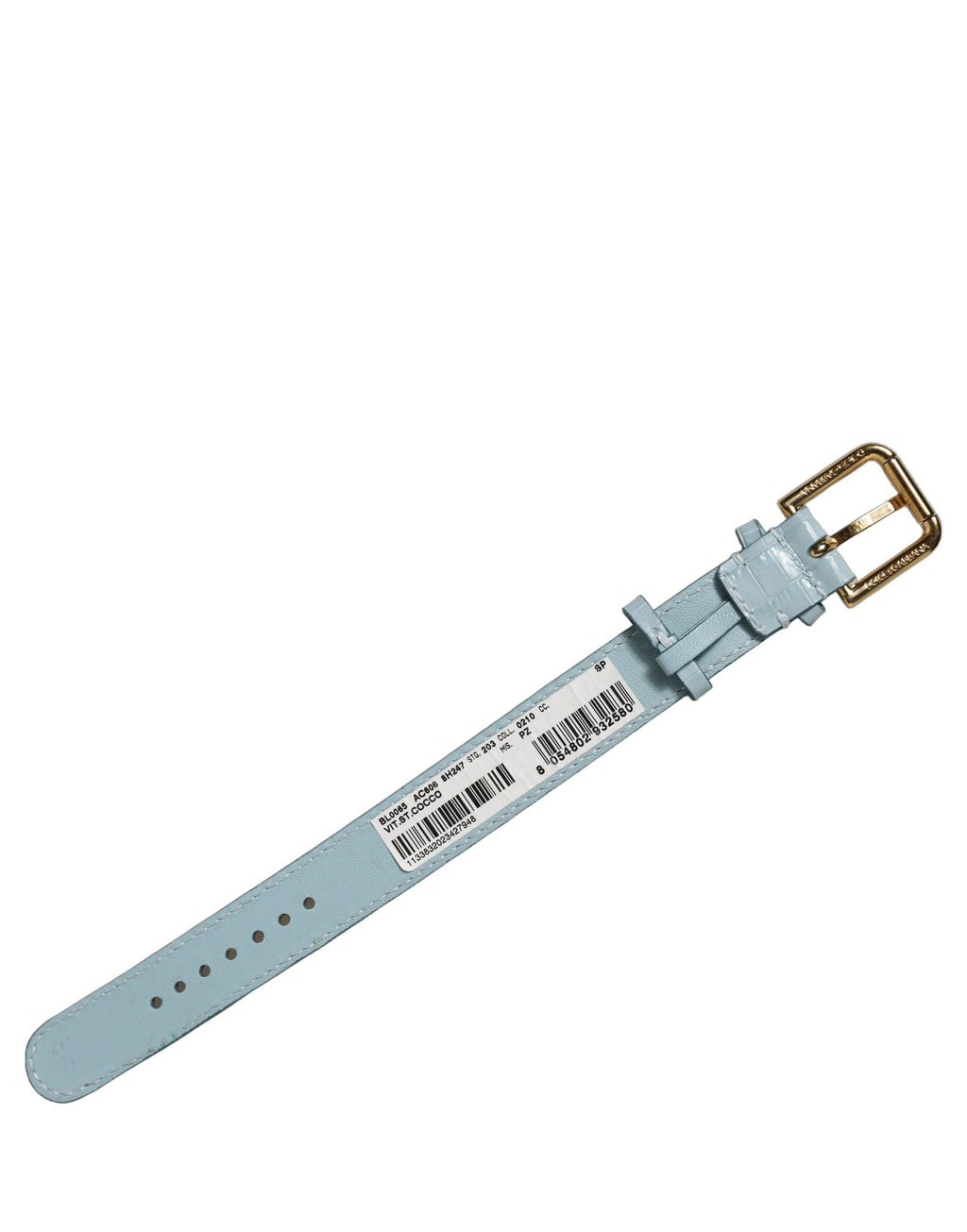 Dolce & Gabbana Blue Embossed Leather Gold Buckle Belt Strap Bracelet