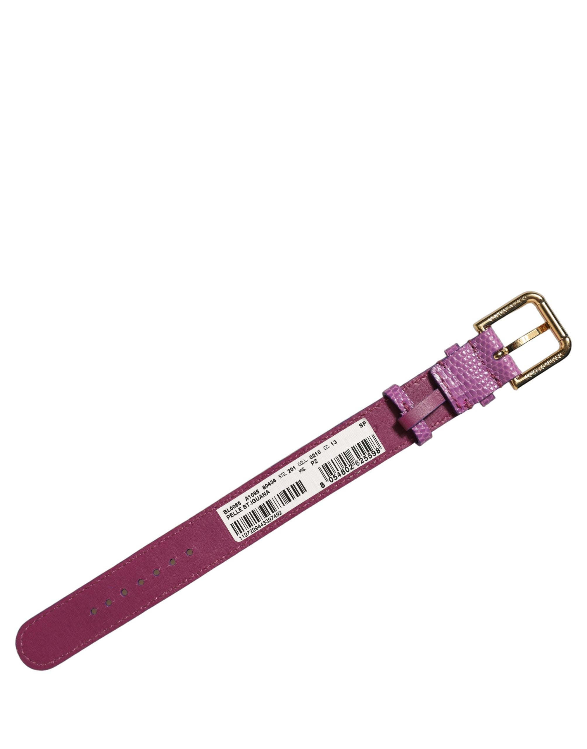 Dolce & Gabbana Purple Textured Leather Gold Buckle Belt Strap Bracelet