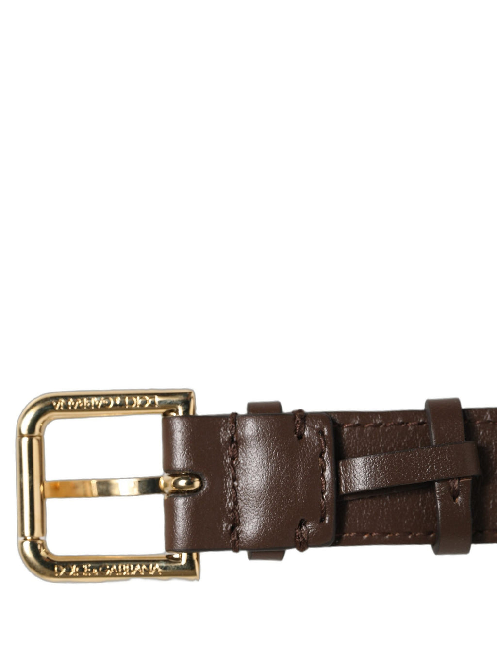 Dolce & Gabbana Brown Calfskin Leather Gold Buckle Belt Strap Bracelet
