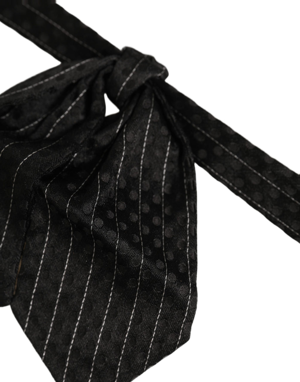 Dolce & Gabbana Men Black Pinstripe Silk Adjustable Neck Papillon Bow Tie