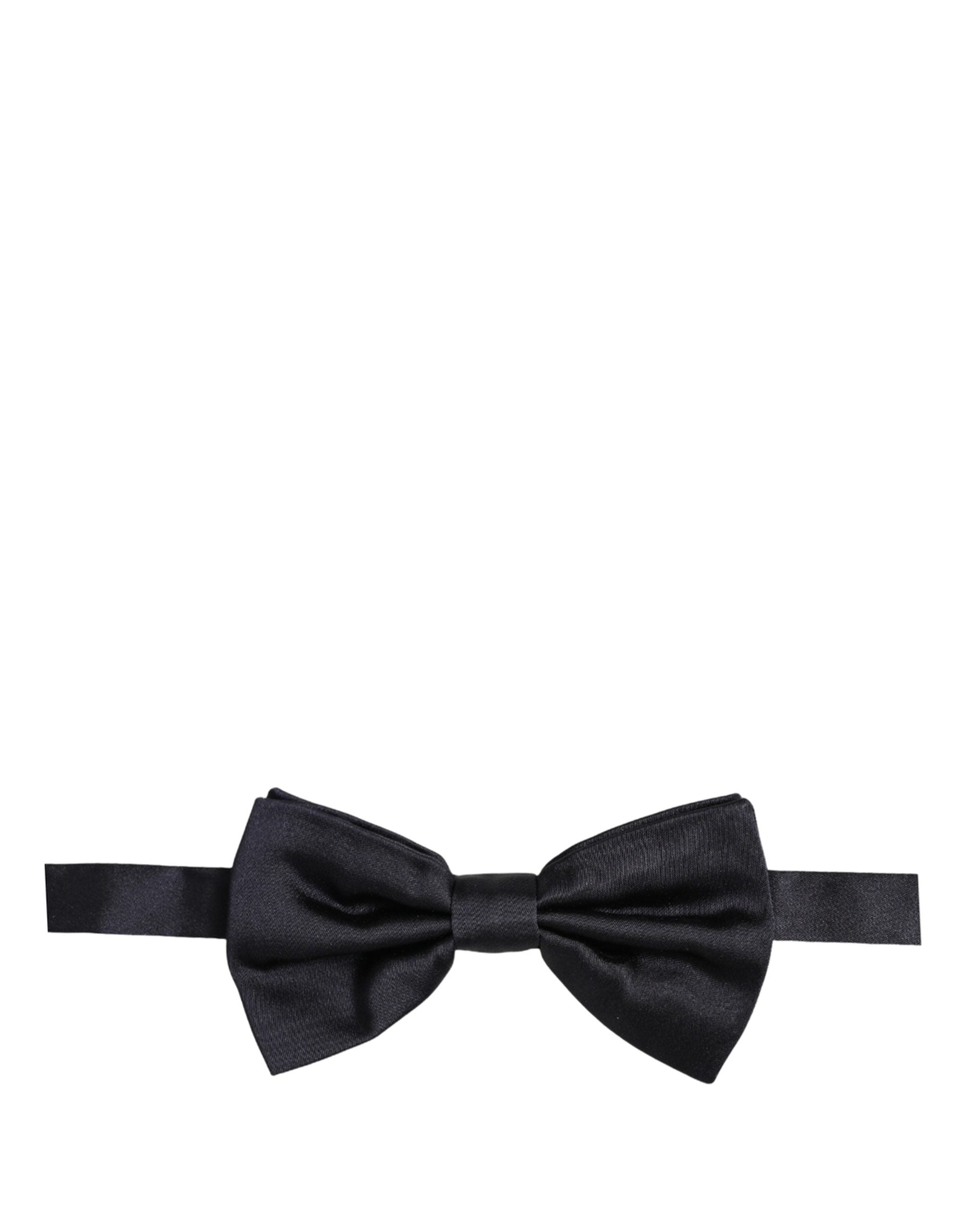 Dolce & Gabbana Men Black 100% Silk Adjustable Neck Papillon Bow Tie