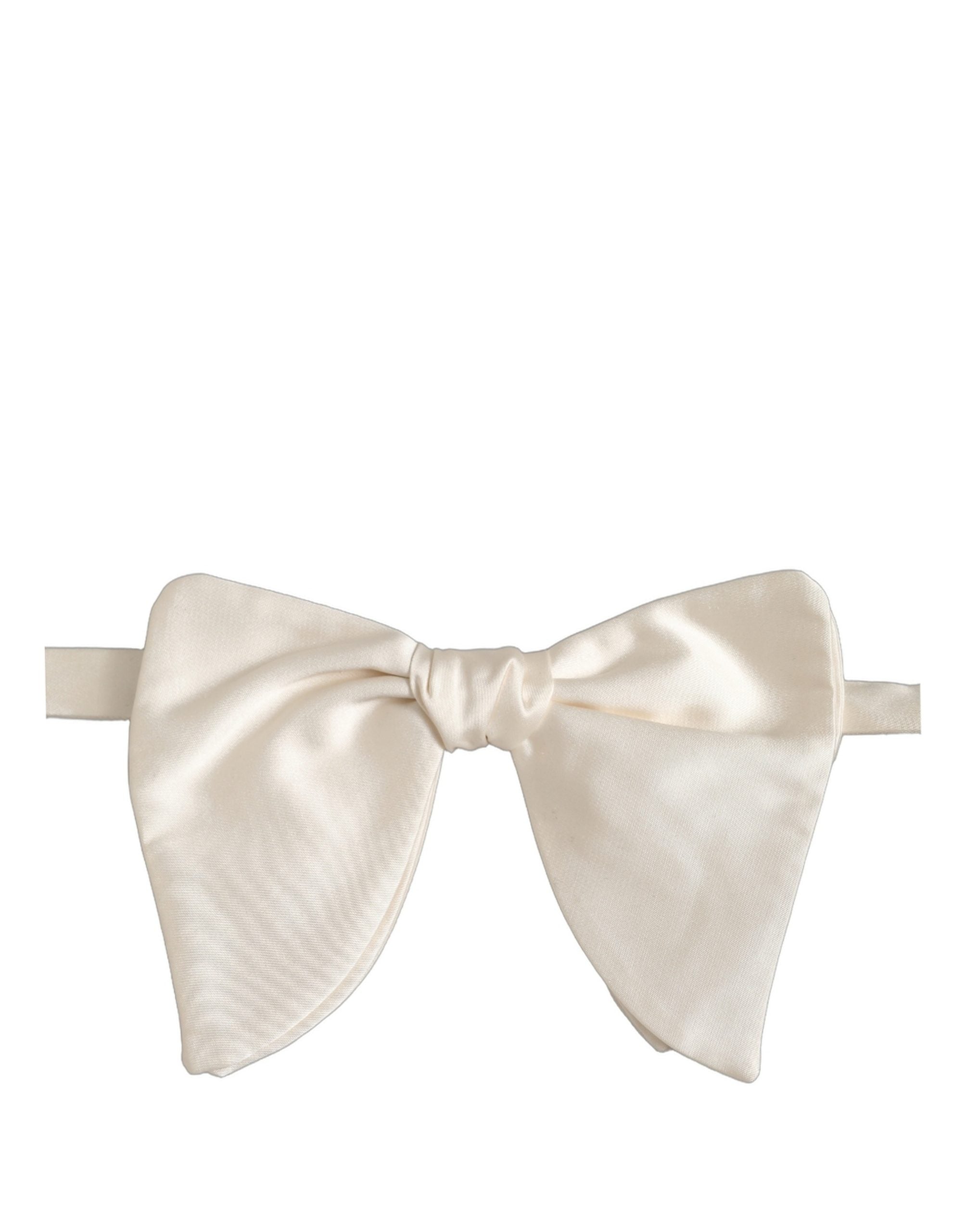 Dolce & Gabbana Men White 100% Silk Adjustable Neck Papillon Bow Tie