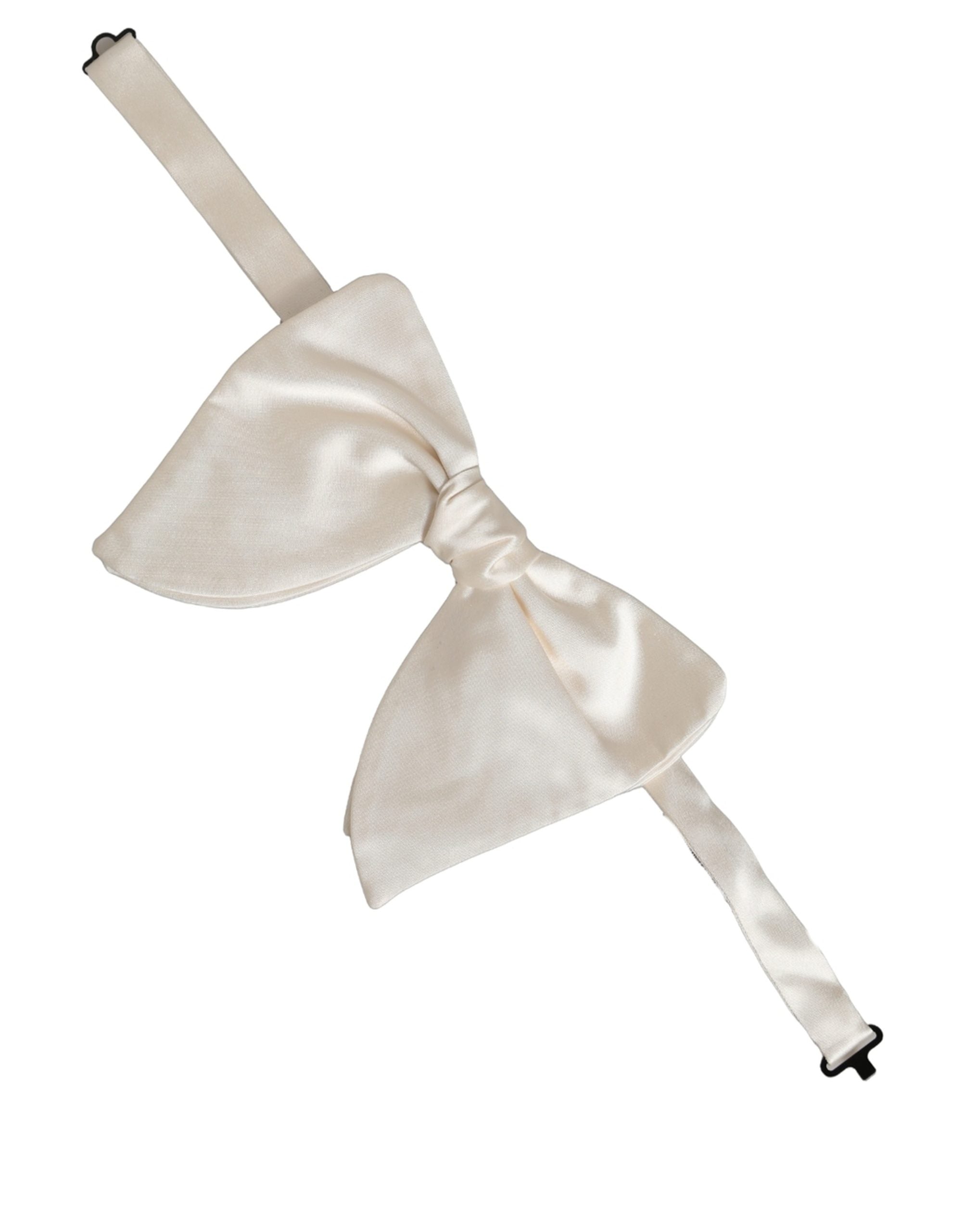 Dolce & Gabbana Men White 100% Silk Adjustable Neck Papillon Bow Tie