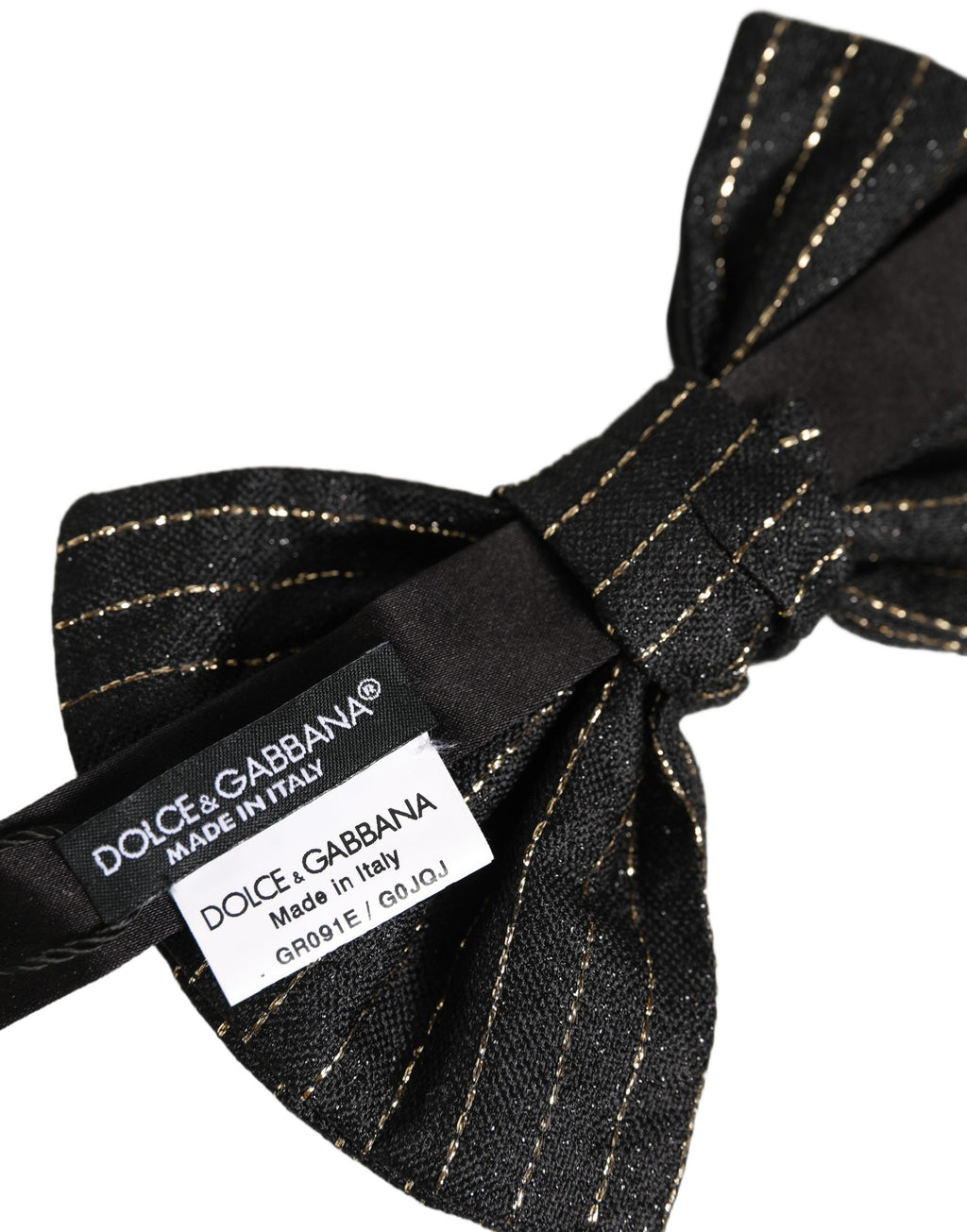 Dolce & Gabbana Men Dark Gray Pinstripe Silk Adjustable Neck Papillon Bow Tie