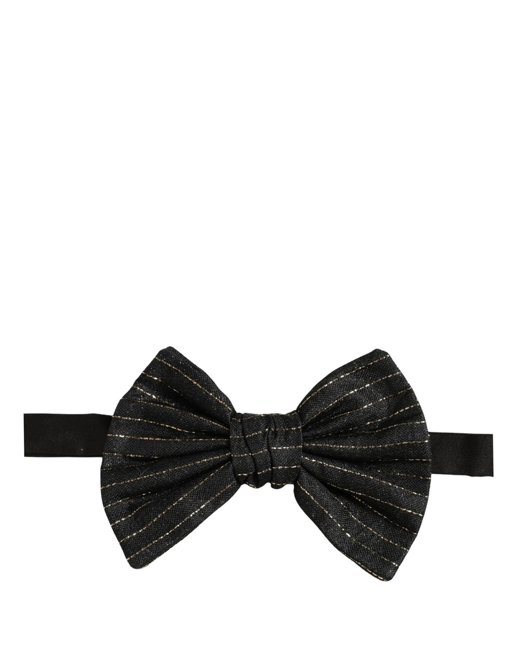 Dolce & Gabbana Men Dark Gray Pinstripe Silk Adjustable Neck Papillon Bow Tie