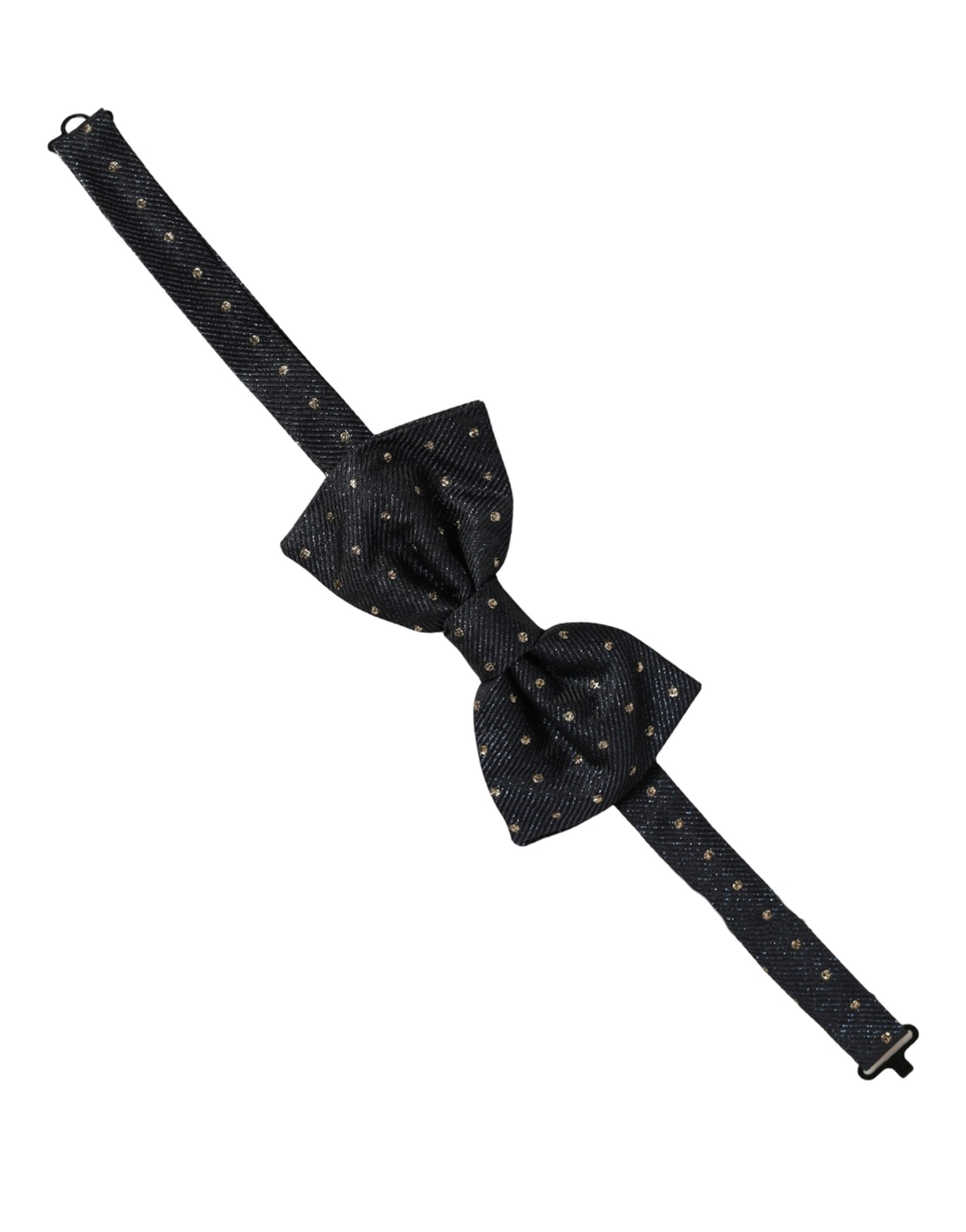 Dolce & Gabbana Men Dark Gray Polka Dot Silk Adjustable Neck Papillon Bow Tie