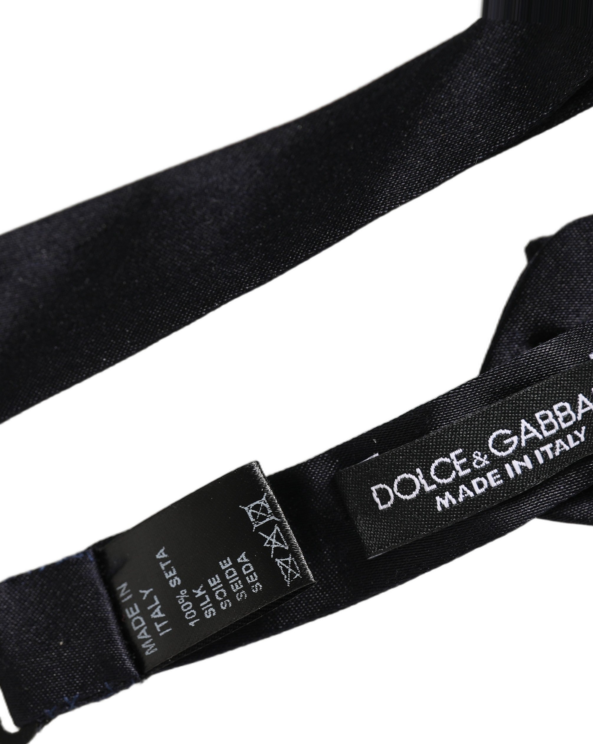 Dolce & Gabbana Men Dark Blue 100% Silk Adjustable Neck Papillon Bow Tie