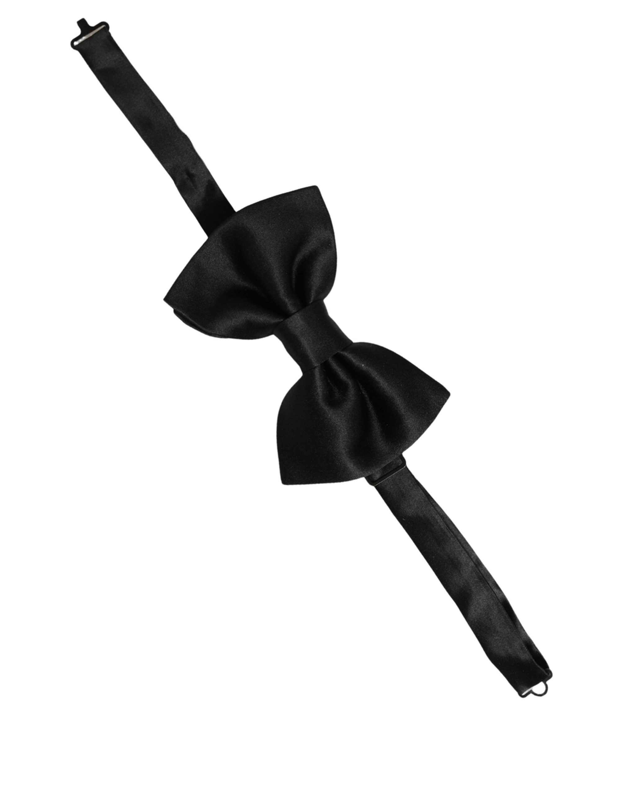 Dolce & Gabbana Men Black 100% Silk Adjustable Neck Papillon Bow Tie