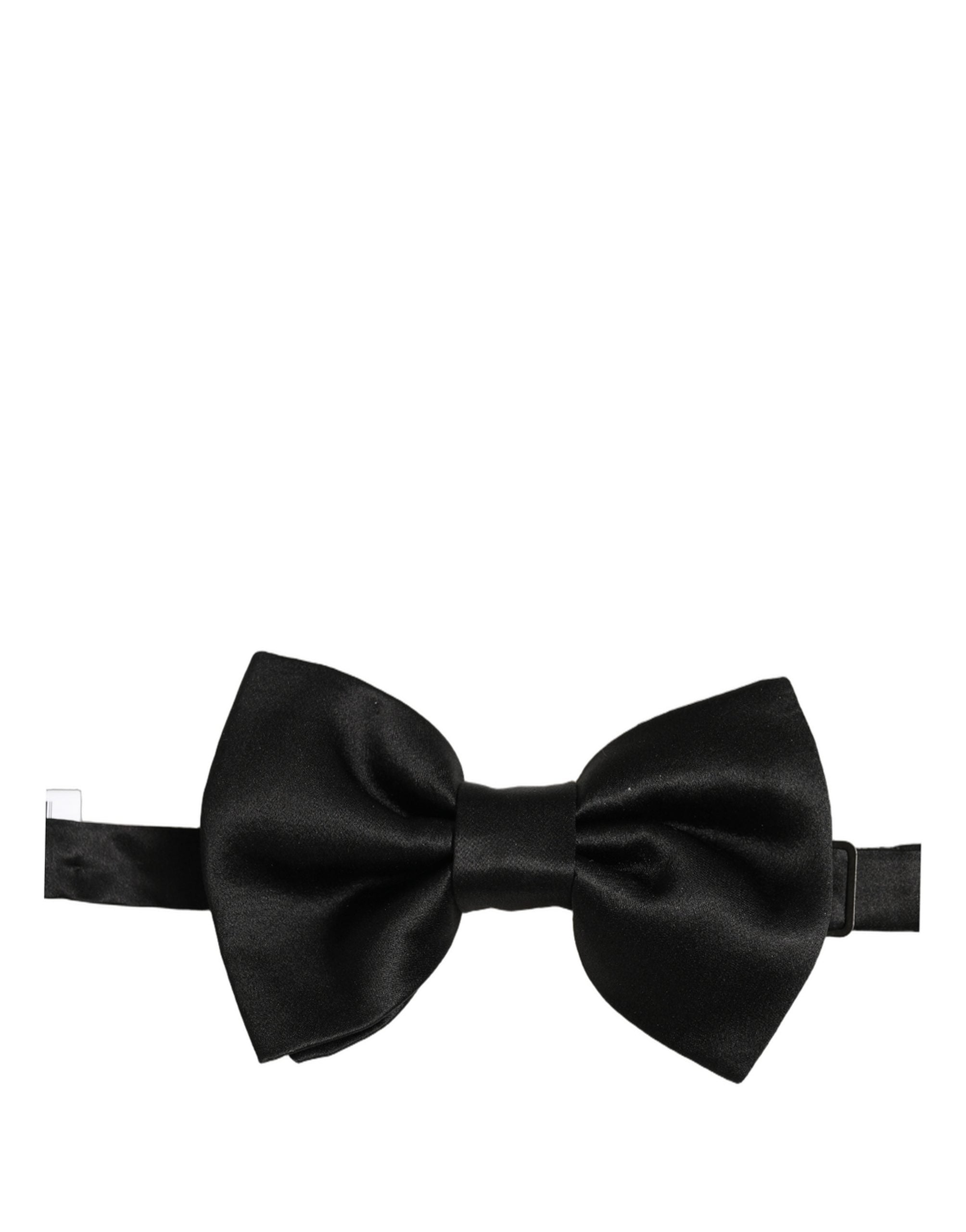 Dolce & Gabbana Men Black 100% Silk Adjustable Neck Papillon Bow Tie