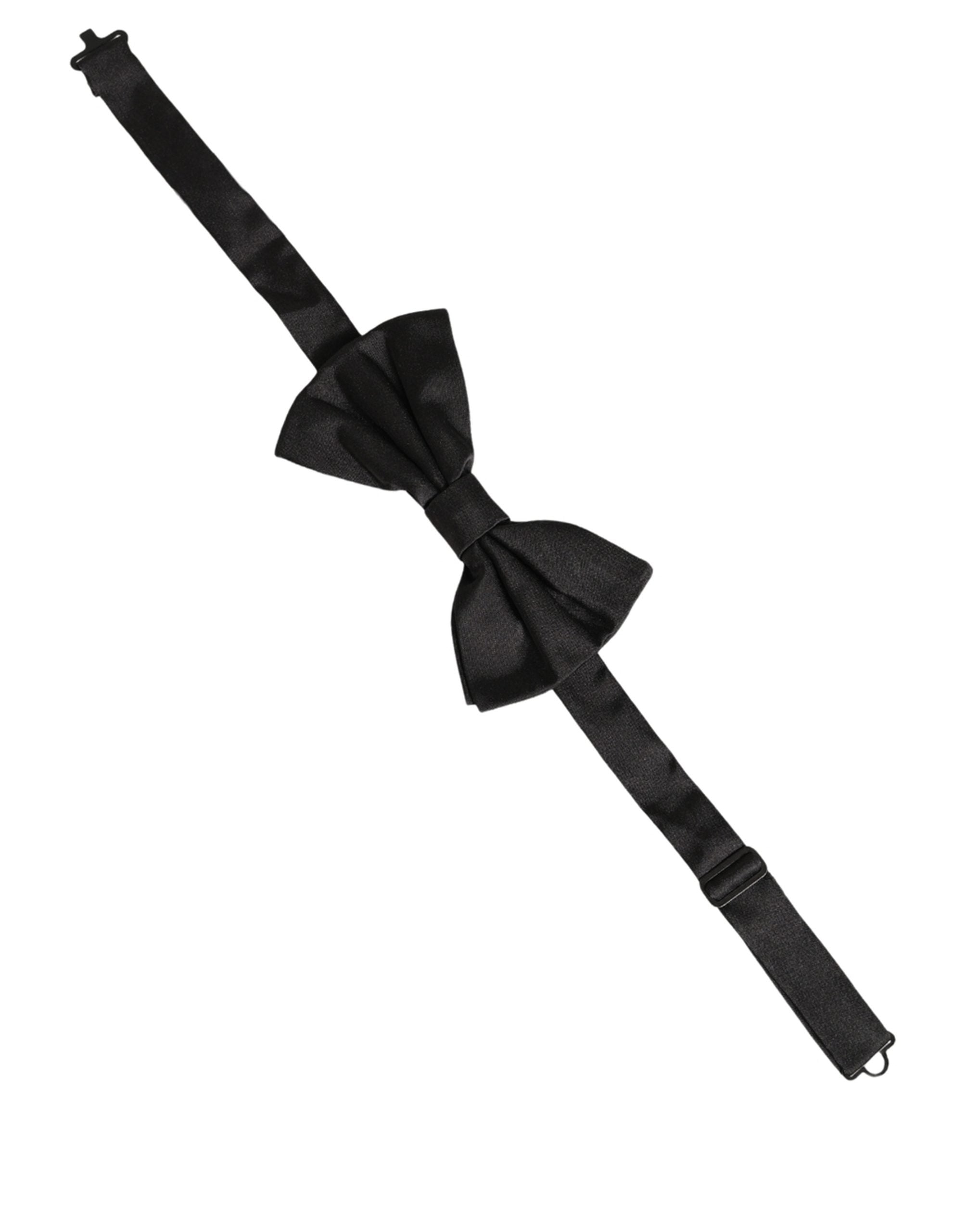 Dolce & Gabbana Men Black 100% Silk Adjustable Neck Papillon Bow Tie