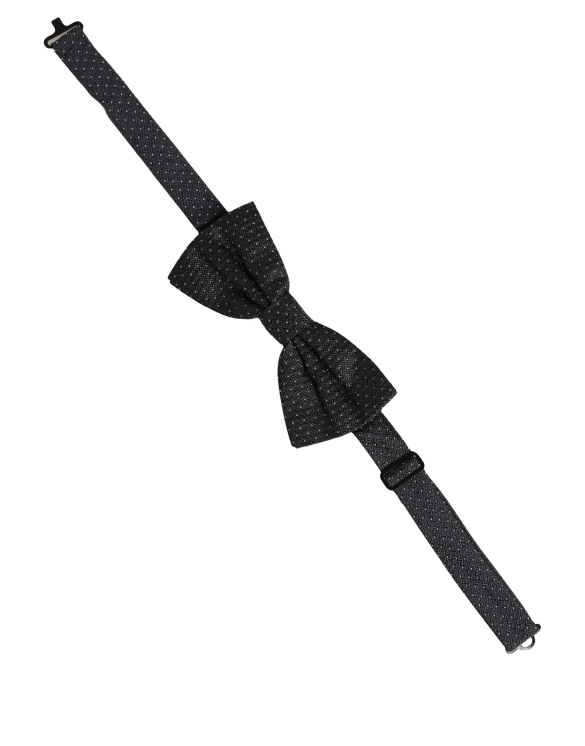 Dolce & Gabbana Dark Blue White Polka Dot Adjustable Neck Papillon Bow Tie