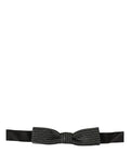 Dolce & Gabbana Men Dark Blue Silver Ribbed Adjustable Neck Papillon  Bow Tie