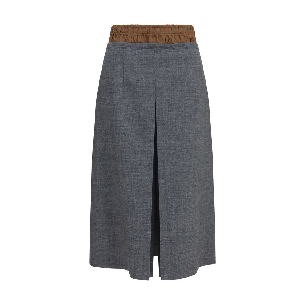 Prada Gray Wool Oves Aries Midi Skirt