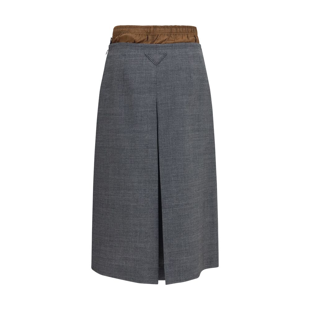 Prada Gray Wool Oves Aries Midi Skirt