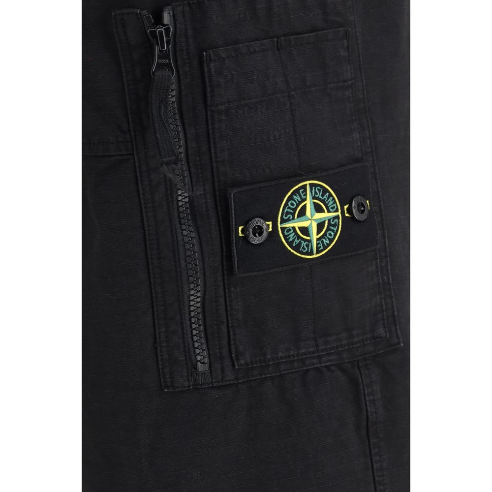 Stone Island Black Cotton Cargo Pants