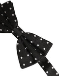 Dolce & Gabbana Black White Polka Dot Adjustable Neck Papillon Bow Tie