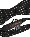 Dolce & Gabbana Black White Polka Dot Adjustable Neck Papillon Bow Tie