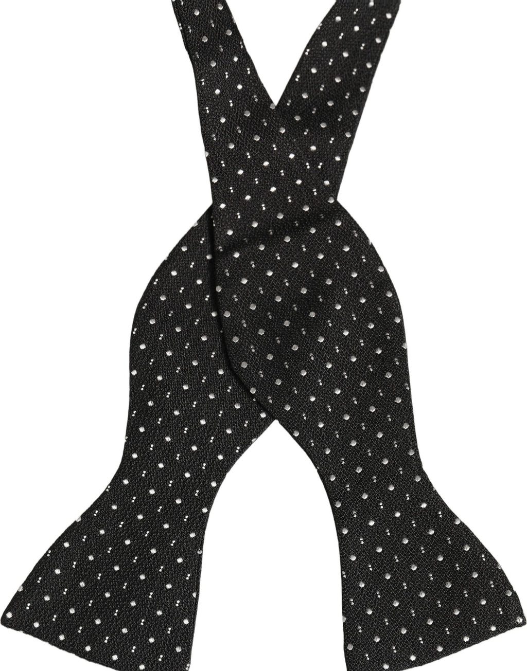 Dolce & Gabbana Black White Polka Dot Adjustable Neck Papillon Bow Tie