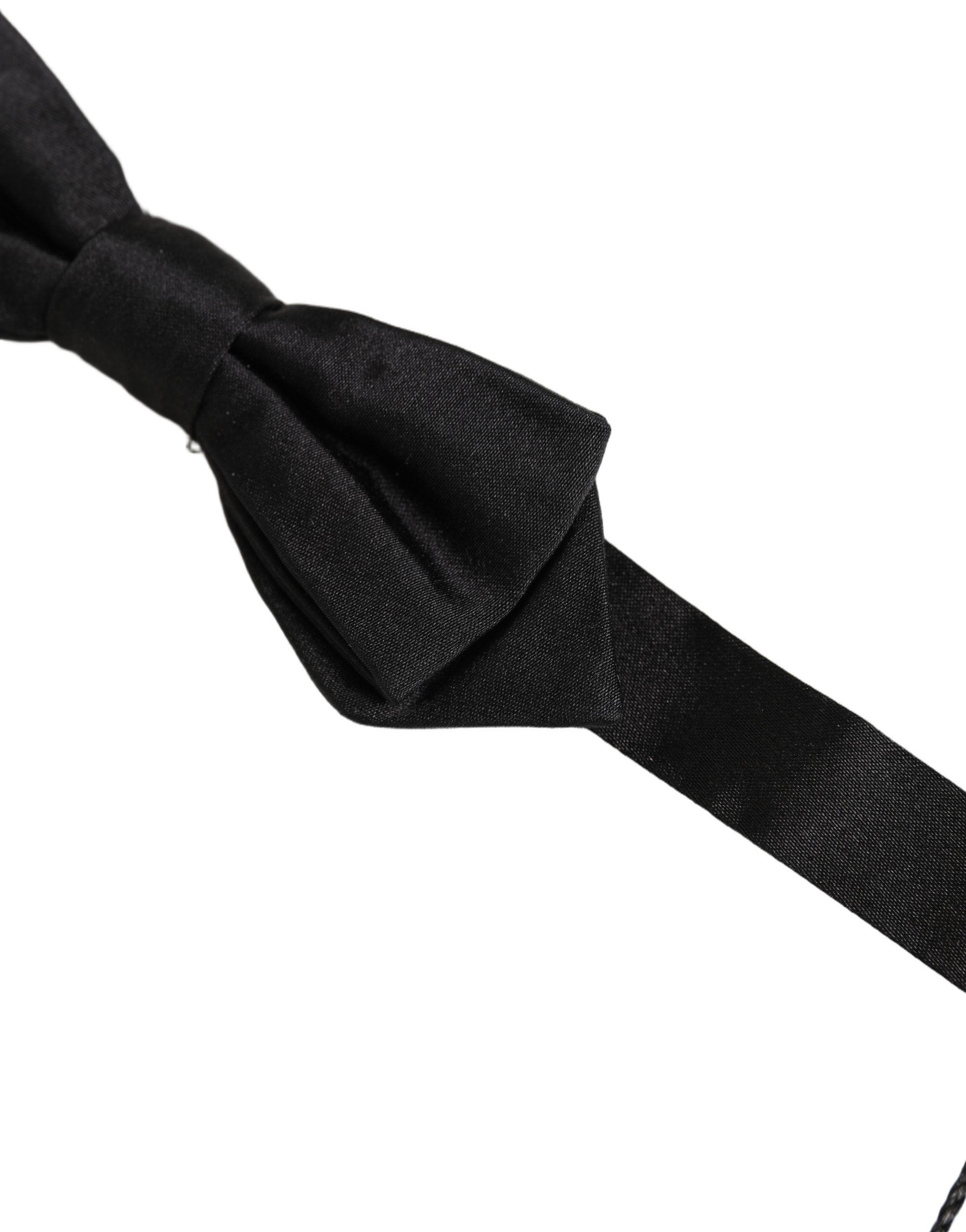 Dolce & Gabbana Men Black 100% Silk Adjustable Neck Papillon Bow Tie