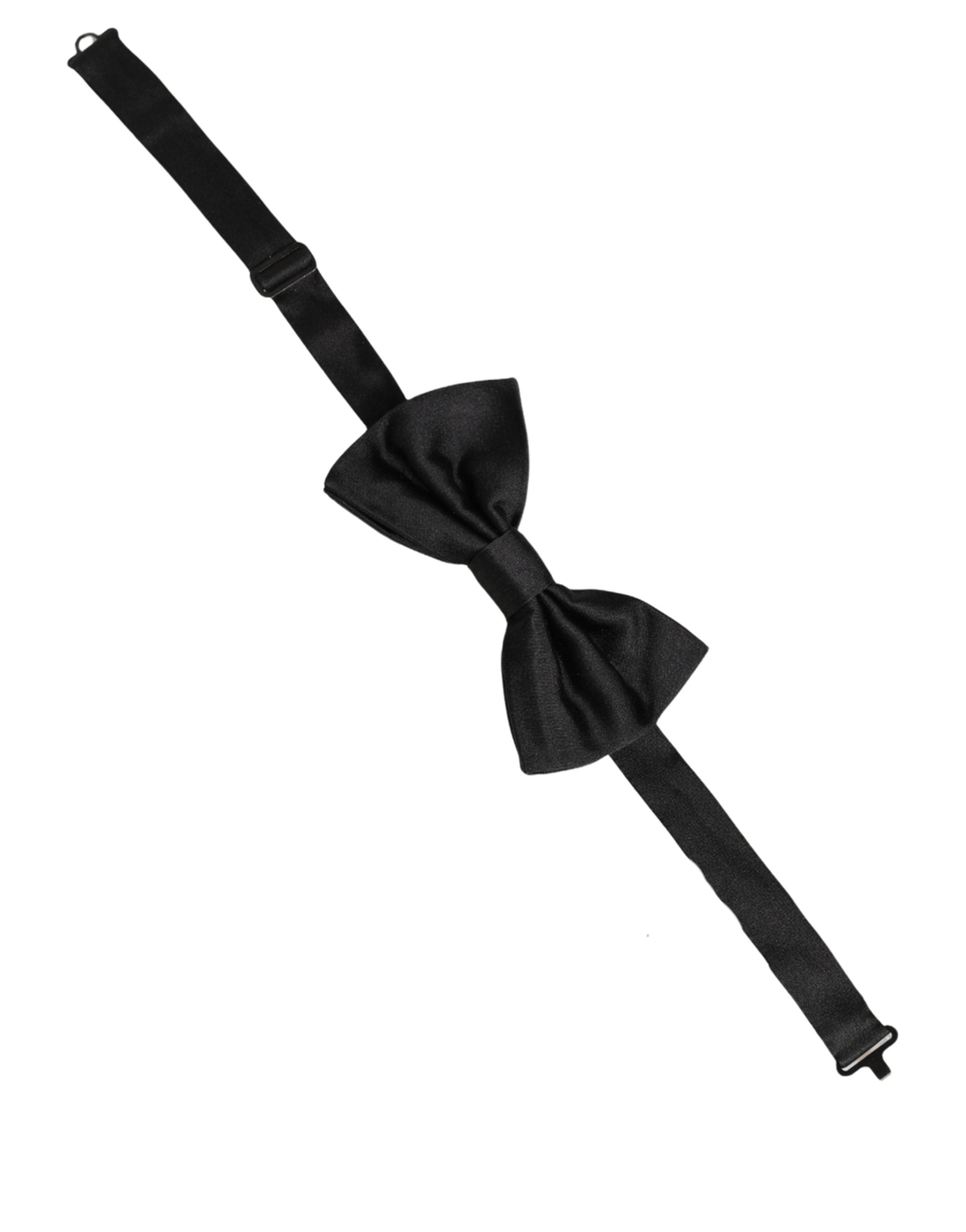 Dolce & Gabbana Men Black 100% Silk Adjustable Neck Papillon Bow Tie