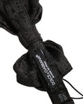Dolce & Gabbana Men Black Paisley Silk Adjustable Neck Papillon Bow Tie