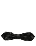 Dolce & Gabbana Black Dark Gray Polka Dot Adjustable Neck Papillon Bow Tie