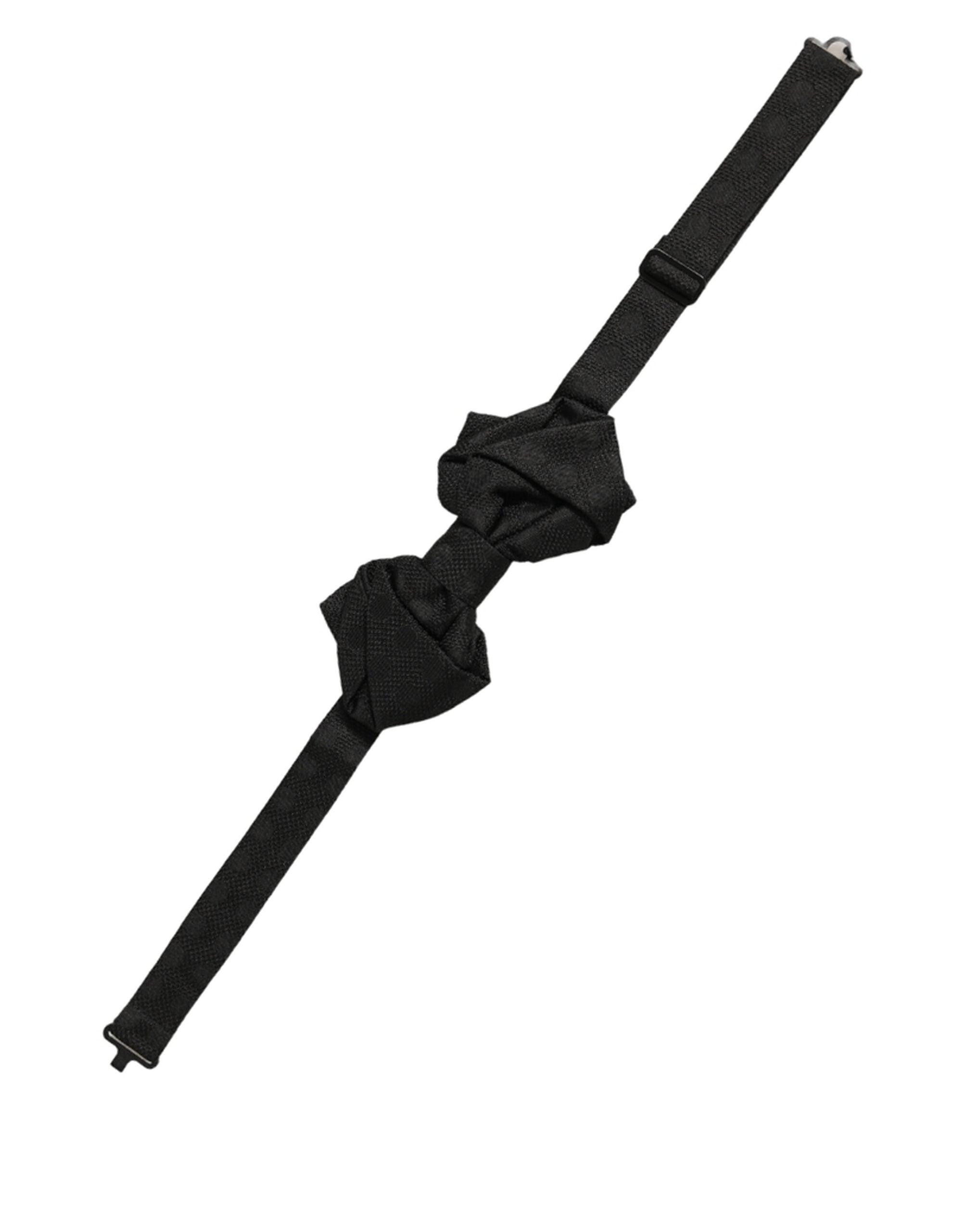 Dolce & Gabbana Men Black 100% Silk Adjustable Neck Papillon Bow Tie