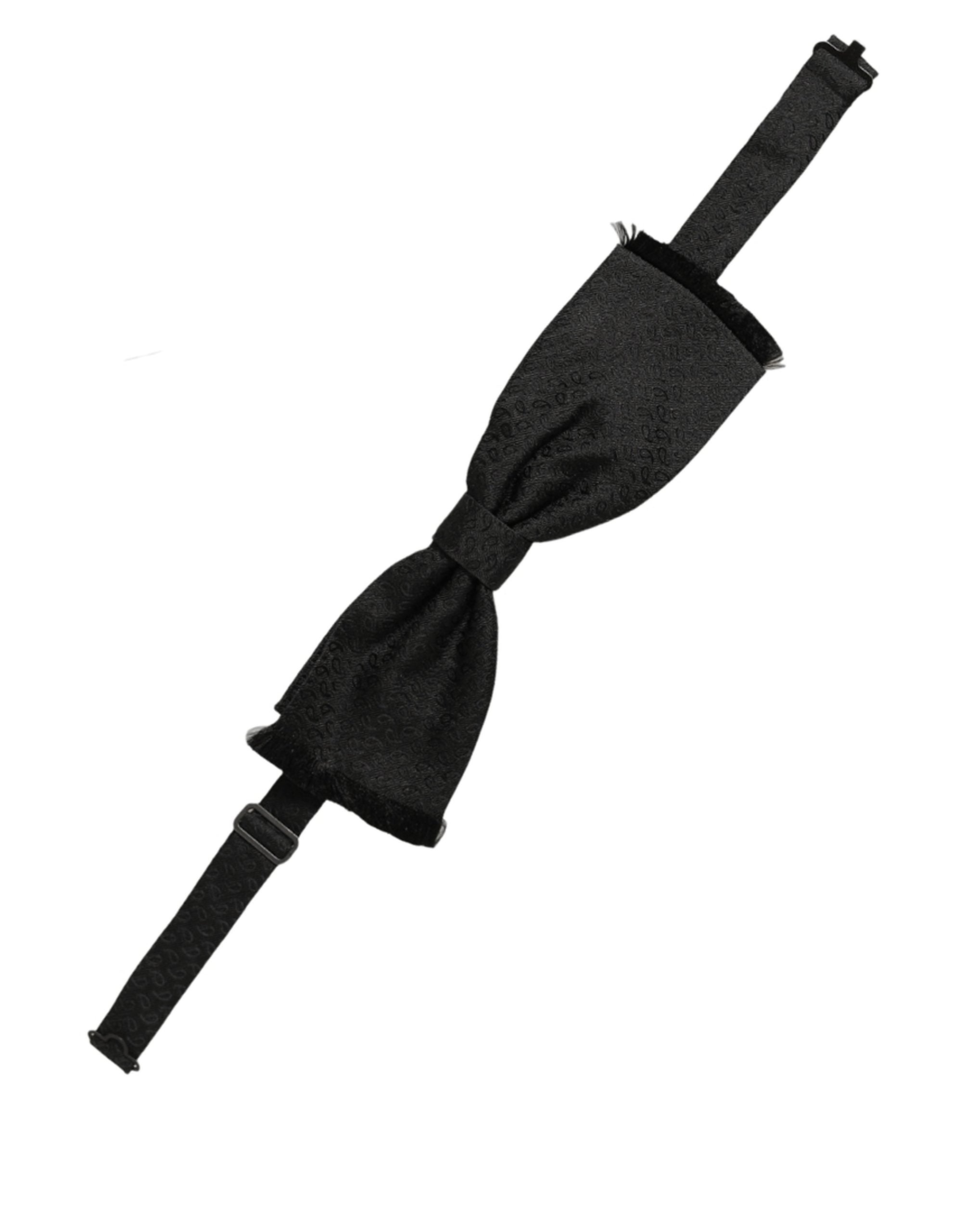 Dolce & Gabbana Men Dark Gray 100% SIlk Adjustable Neck Papillon Bow Tie
