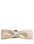 Dolce & Gabbana Men Beige 100% Silk Adjustable Neck Papillon Bow Tie