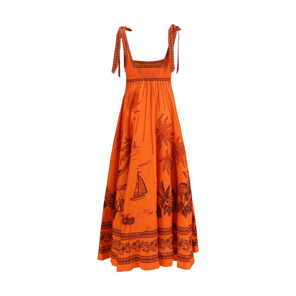 Alemais Orange Linen Casual Dress