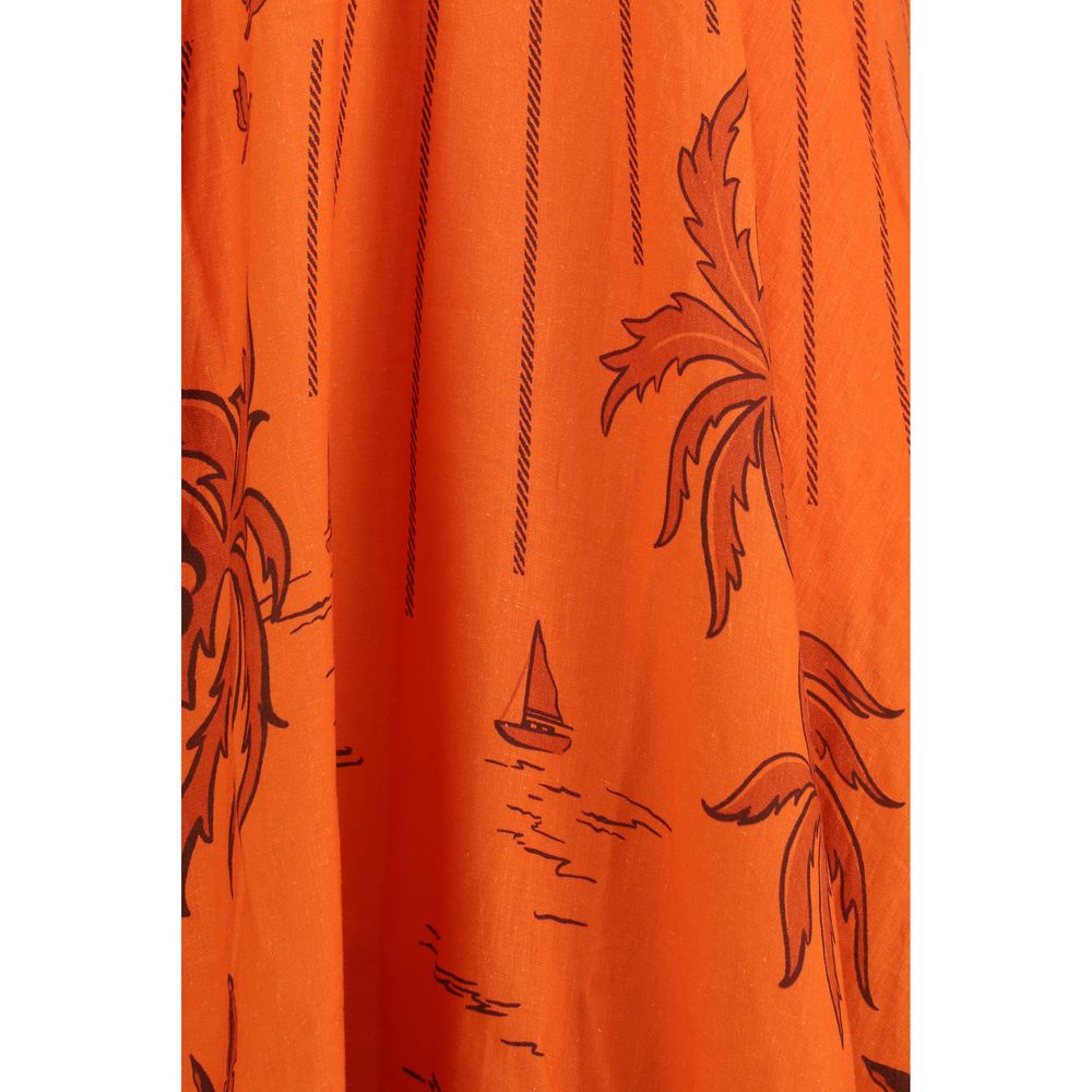 Alemais Orange Linen Casual Dress