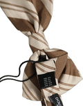 Dolce & Gabbana Men Brown Beige Stripes Adjustable Neck Papillon Bow Tie