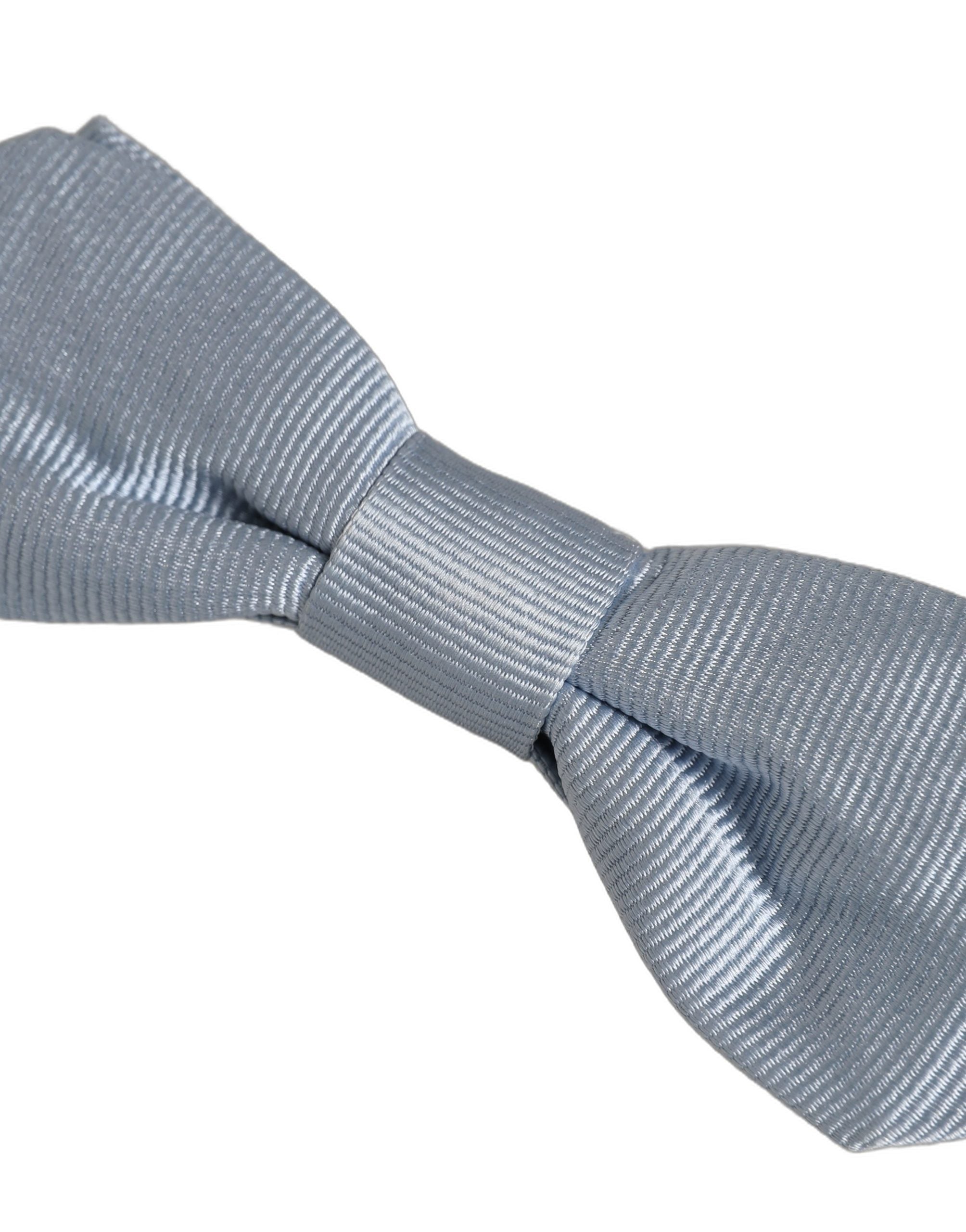 Dolce & Gabbana Men Light Blue Silk Adjustable Neck Papillon Bow Tie