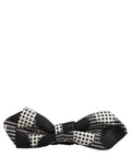 Dolce & Gabbana Dark Gray White Checkered Adjustable Neck Papillon Bow Tie