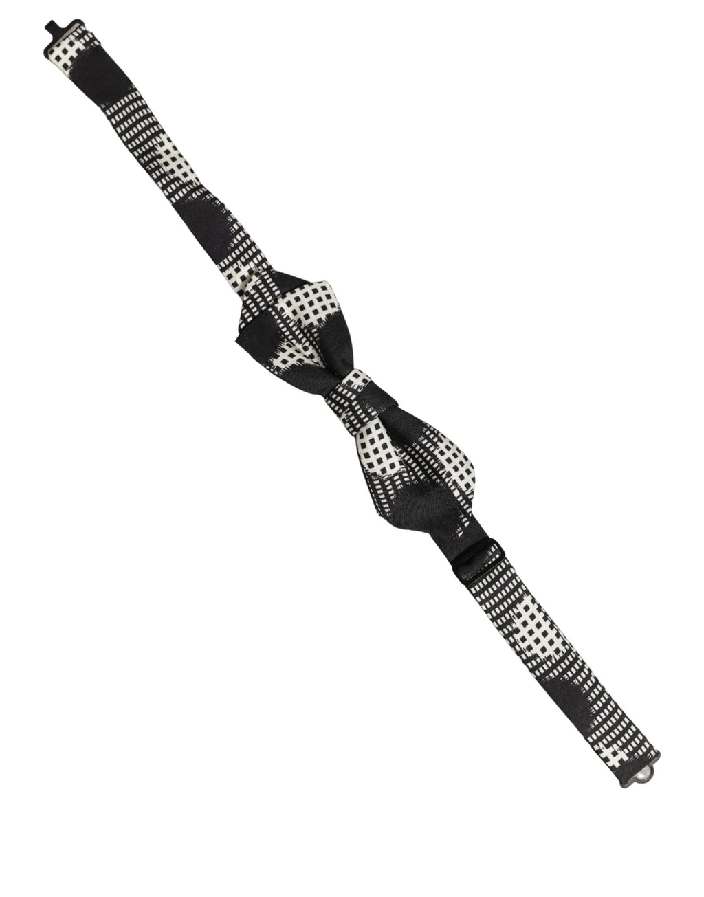 Dolce & Gabbana Dark Gray White Checkered Adjustable Neck Papillon Bow Tie