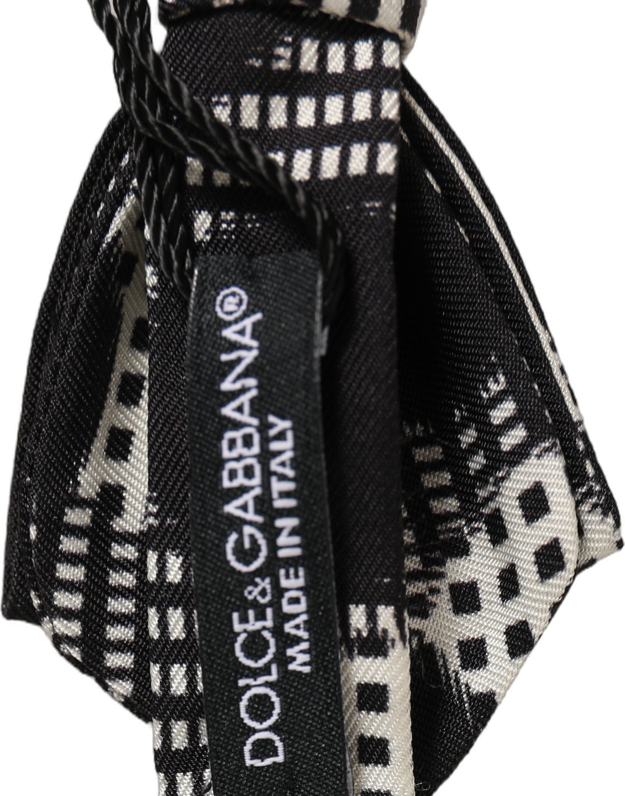 Dolce & Gabbana Dark Gray White Checkered Adjustable Neck Papillon Bow Tie