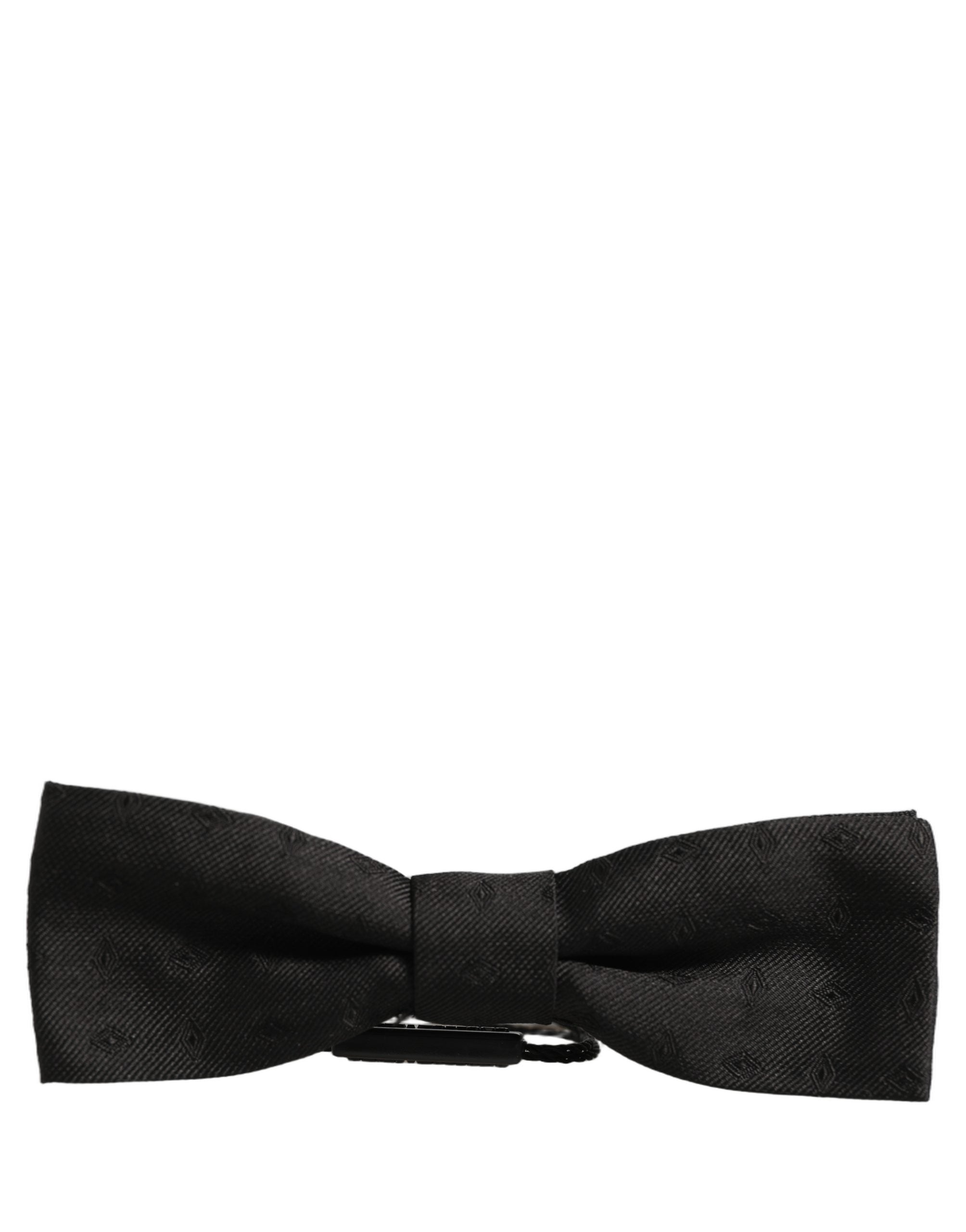 Dolce & Gabbana Men Dark Gray 100% Silk Adjustable Neck Papillon Bow Tie