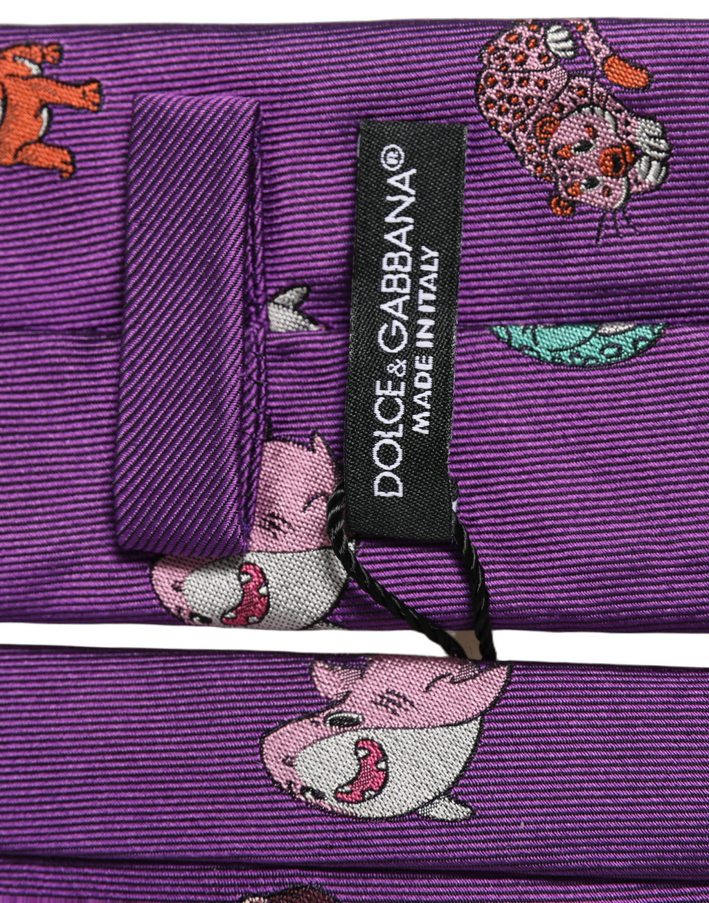 Dolce & Gabbana Men Purple Animal Print Adjustable Tied Necktie Tie