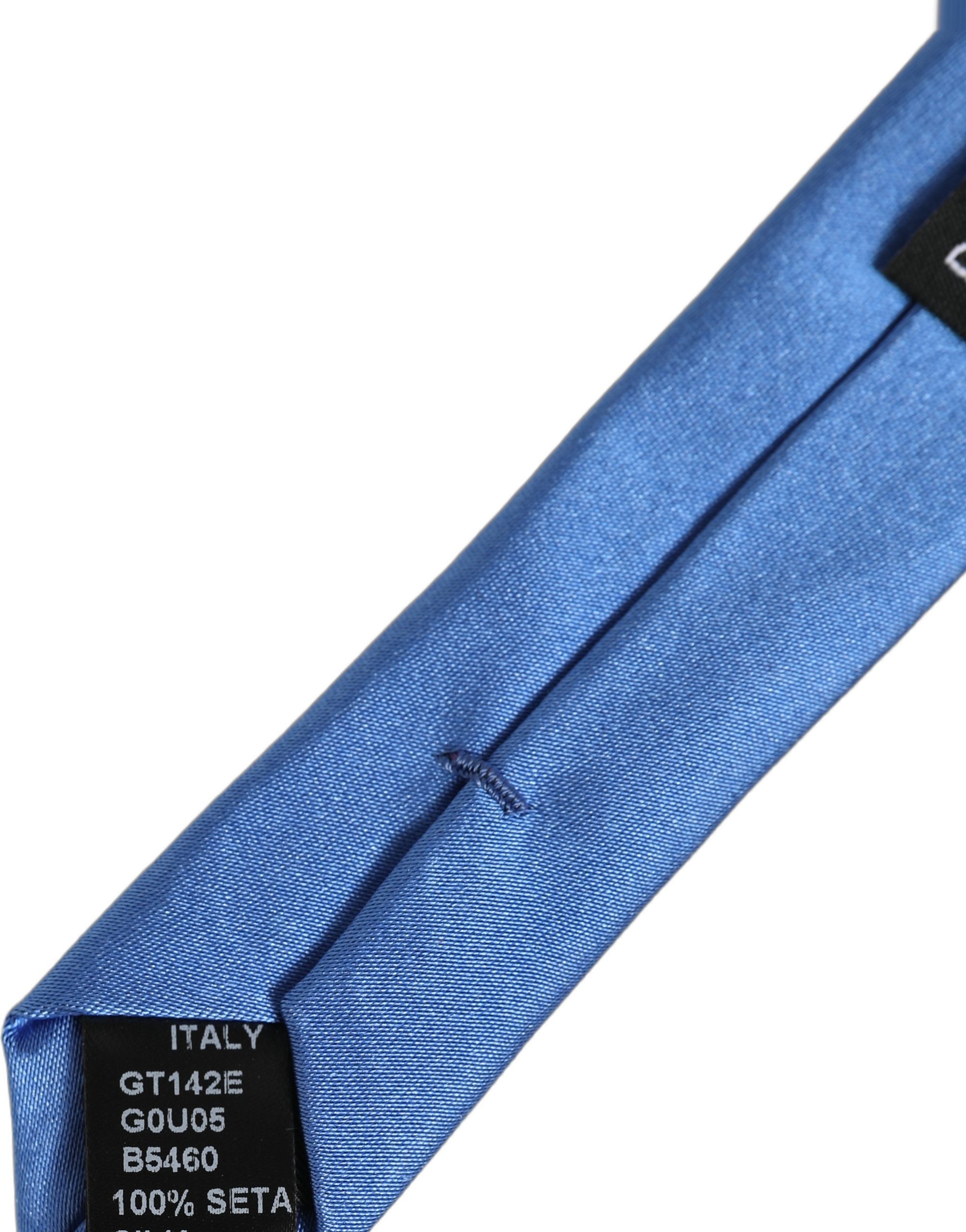 Dolce & Gabbana Men Blue 100% Silk Satin Adjustable Tied Necktie Tie