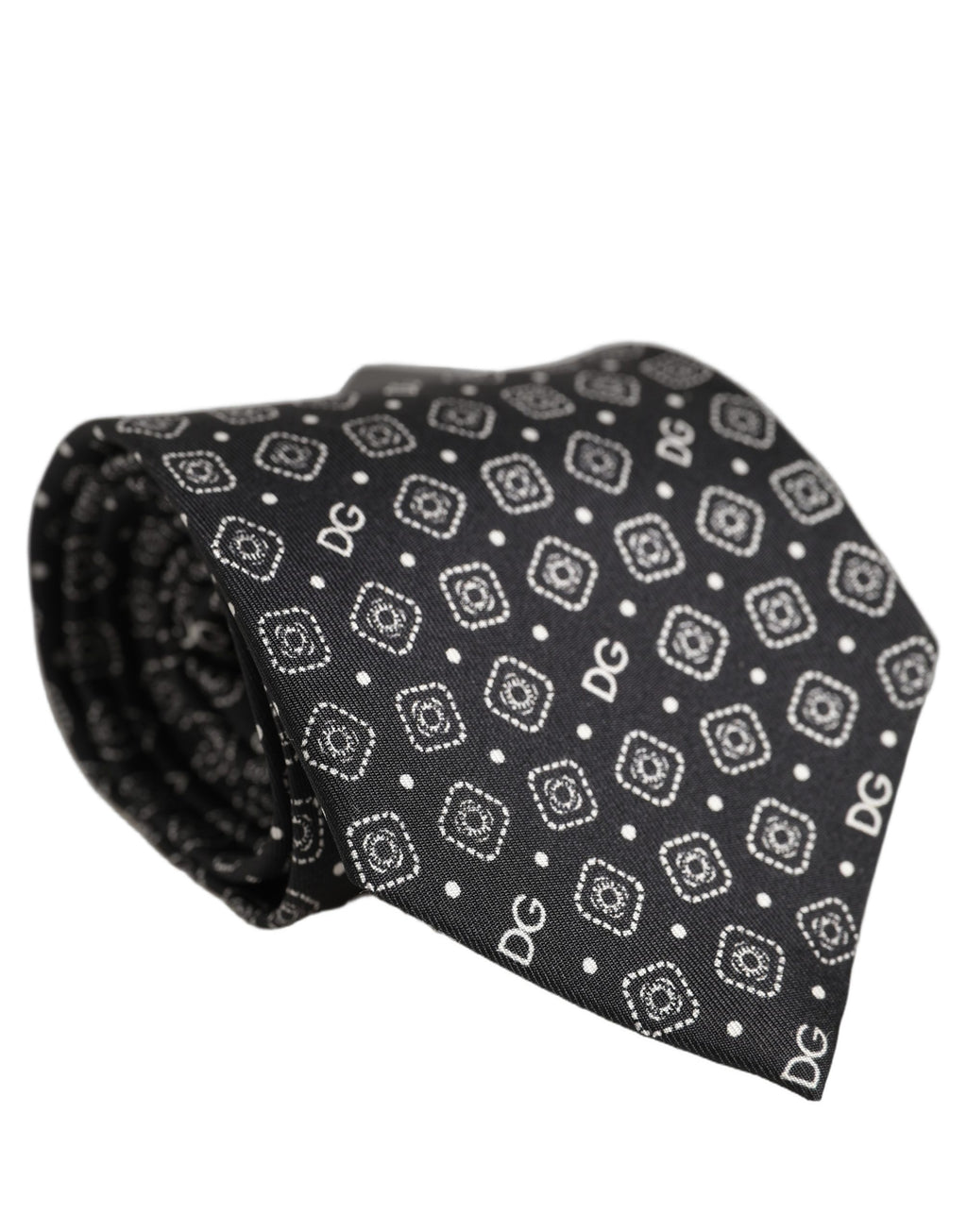 Dolce & Gabbana Men Dark Gray DG Logo 100% Silk Adjustable Tied Necktie Tie