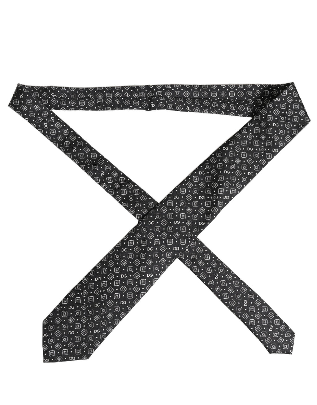 Dolce & Gabbana Men Dark Gray DG Logo 100% Silk Adjustable Tied Necktie Tie