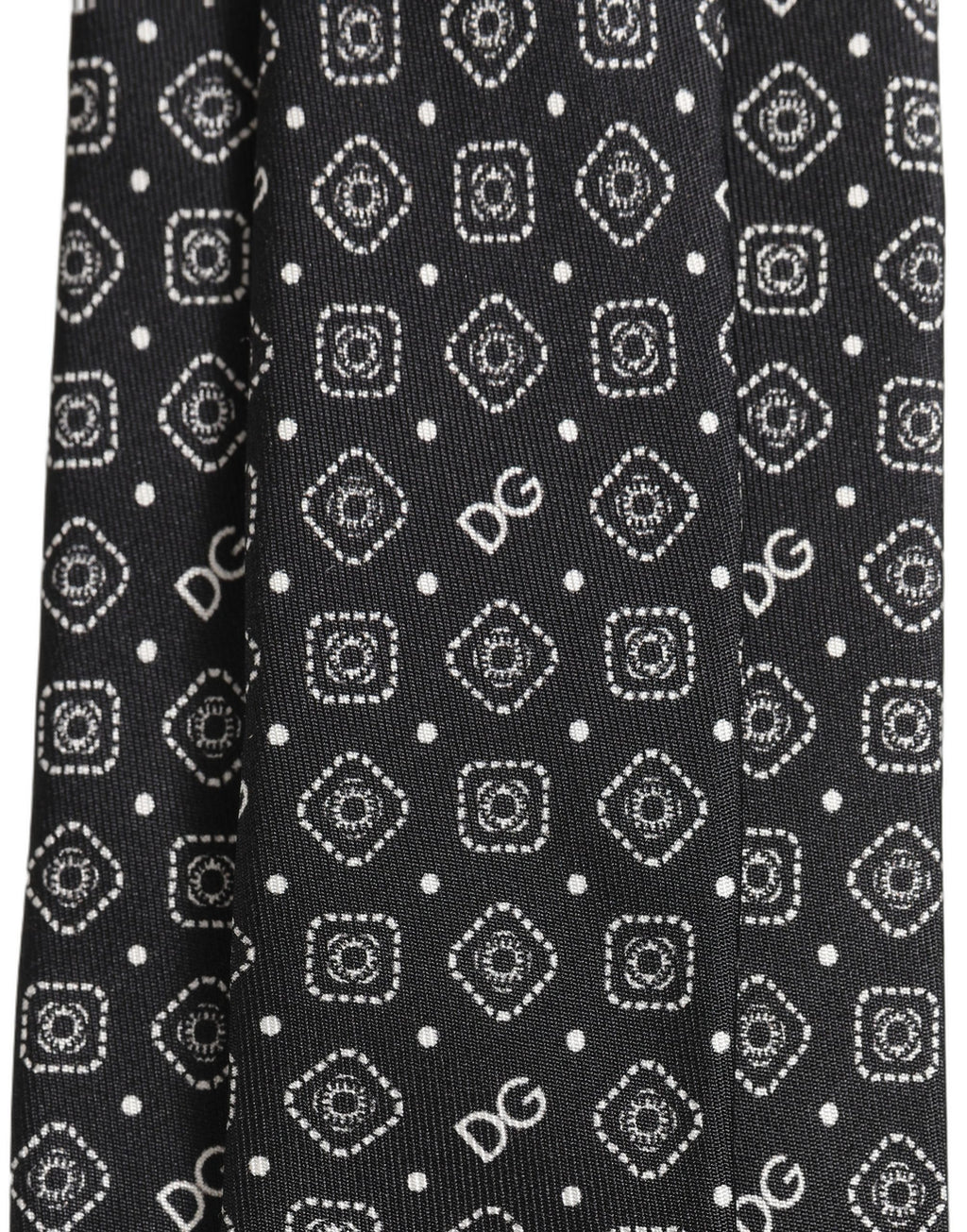 Dolce & Gabbana Men Dark Gray DG Logo 100% Silk Adjustable Tied Necktie Tie