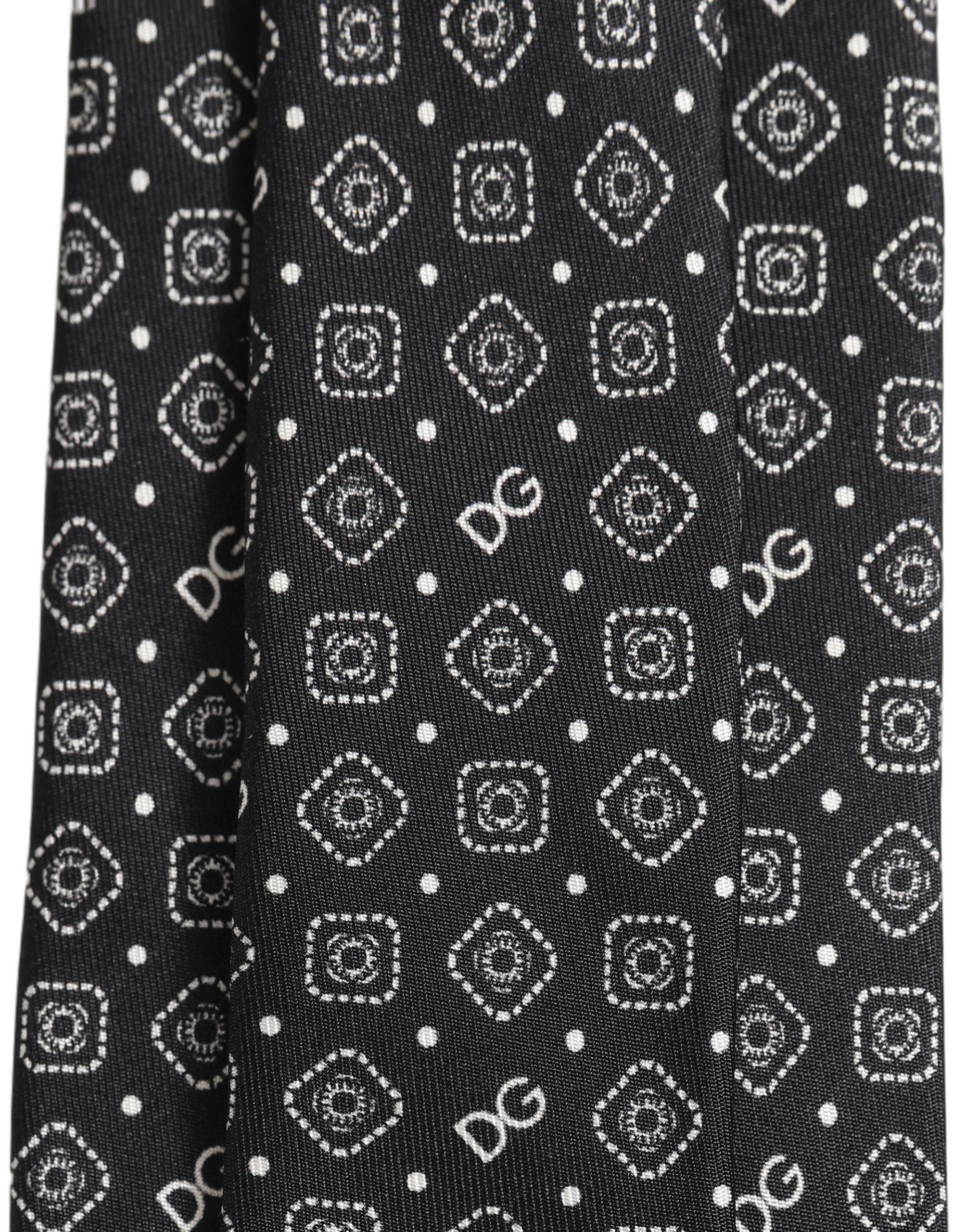 Dolce & Gabbana Men Dark Gray DG Logo 100% Silk Adjustable Tied Necktie Tie