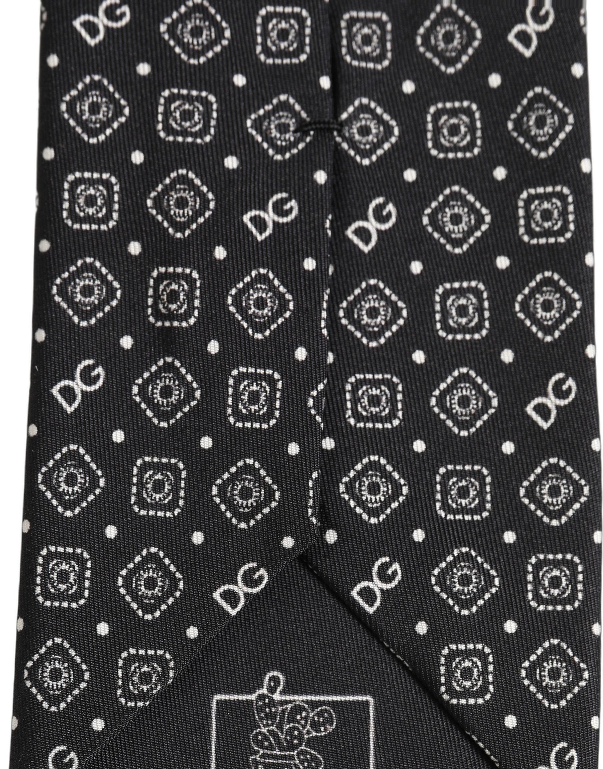 Dolce & Gabbana Men Dark Gray DG Logo 100% Silk Adjustable Tied Necktie Tie