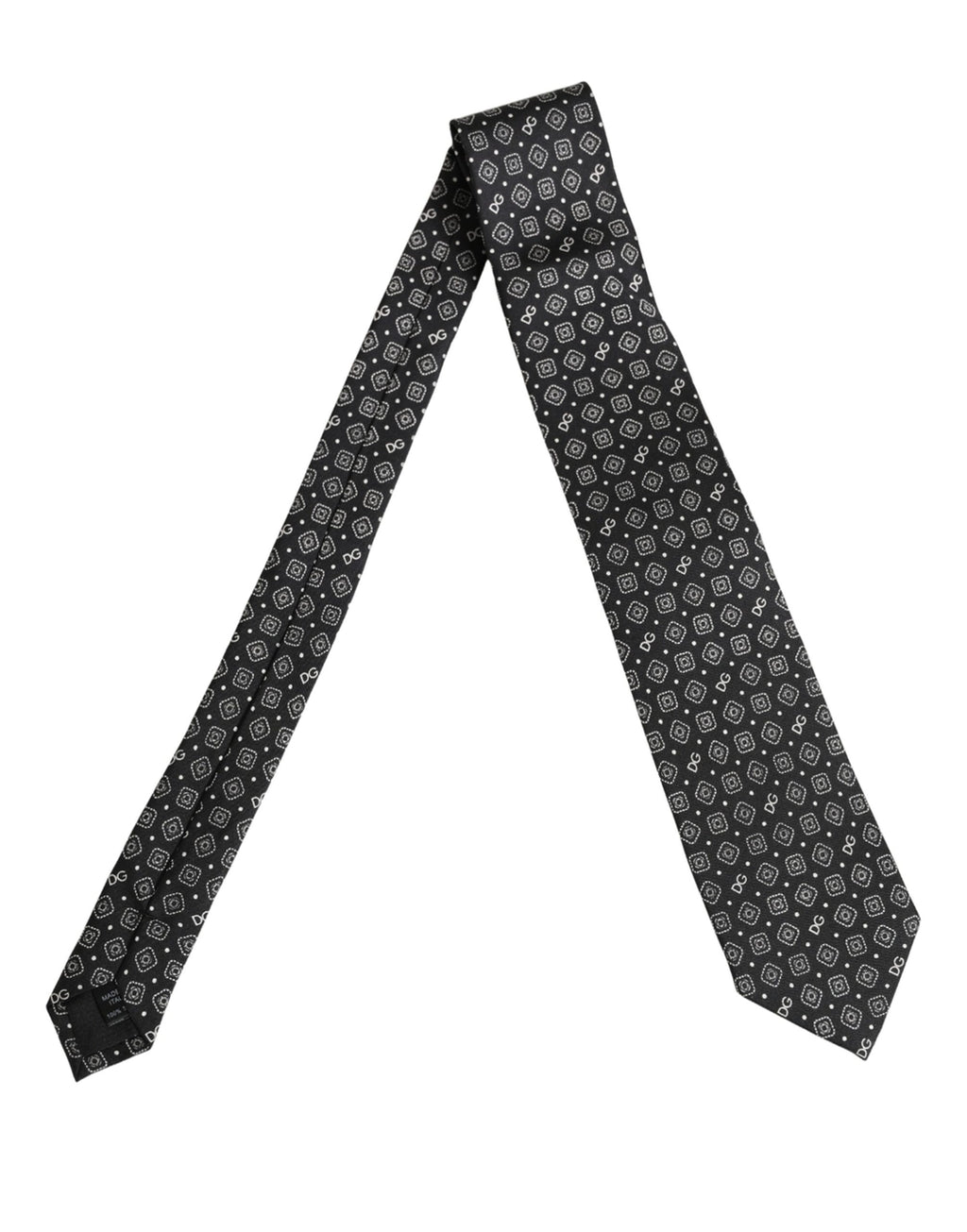 Dolce & Gabbana Men Dark Gray DG Logo 100% Silk Adjustable Tied Necktie Tie