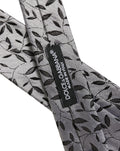 Dolce & Gabbana Men Gray Leaf Pattern Silk Adjustable Tied Necktie Tie