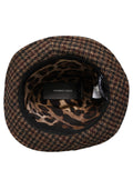 Dolce & Gabbana Brown Checkered Wool Tweed Fedora Capello Hats