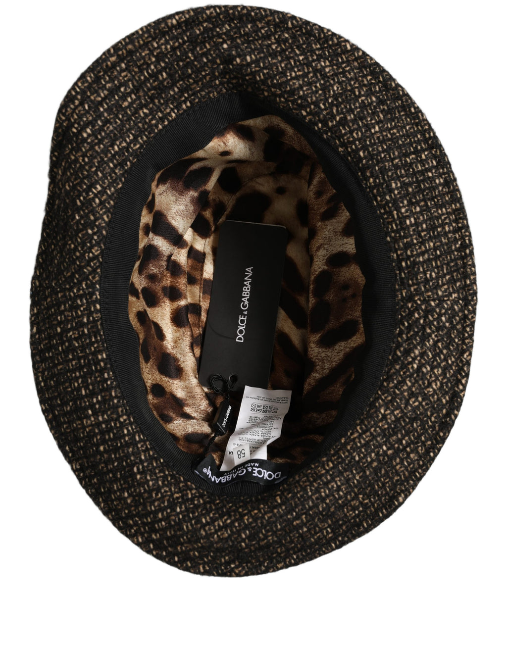 Dolce & Gabbana Gray Melange Blended Textured Tweed Capello Hat