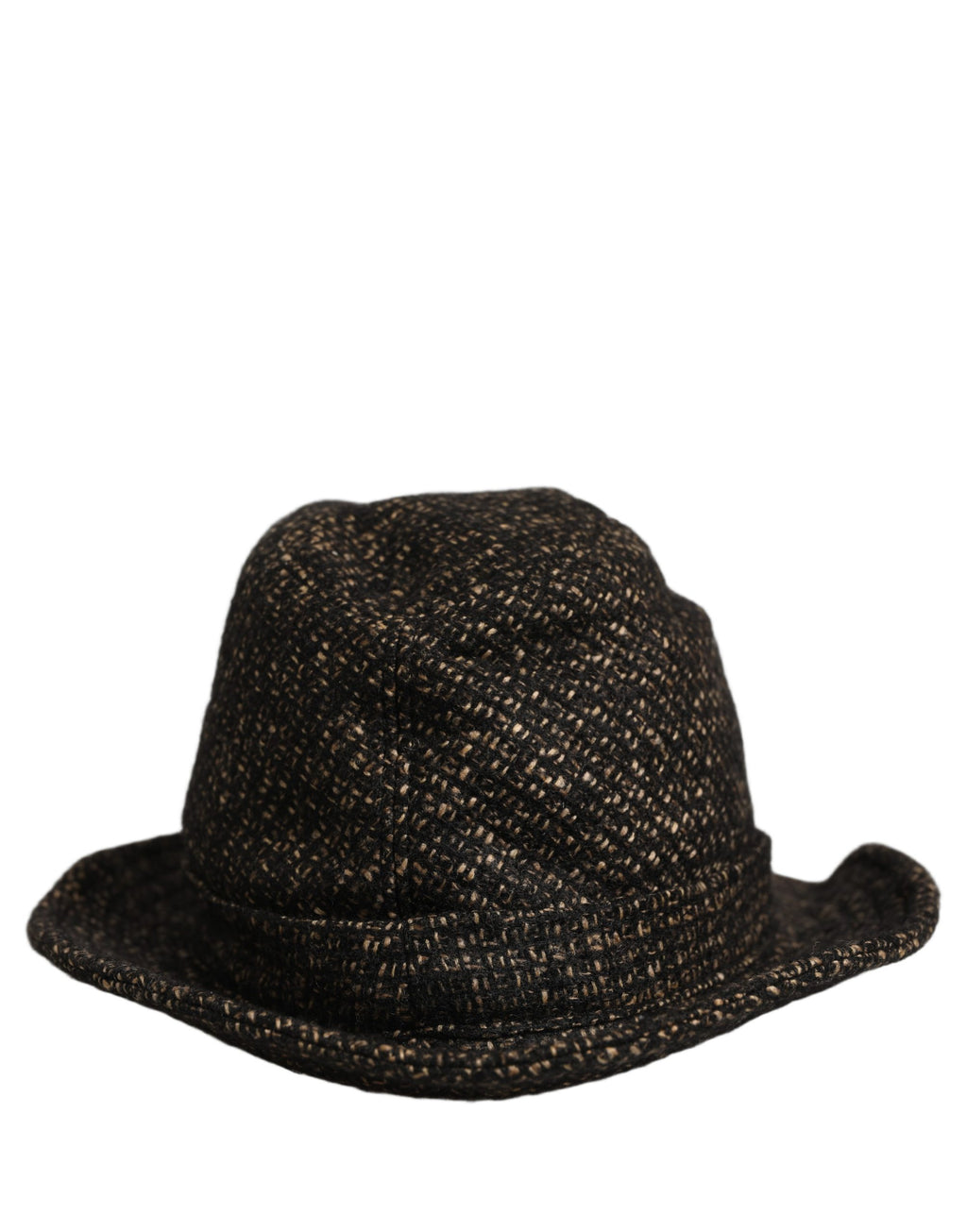 Dolce & Gabbana Gray Melange Blended Textured Tweed Capello Hat
