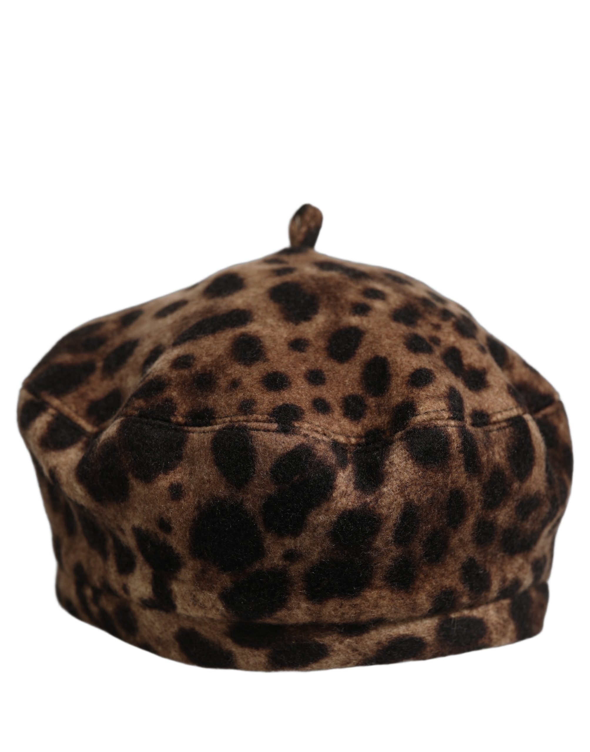 Dolce & Gabbana Brown Leopard French Style Beret Capello Hat